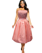 Load image into Gallery viewer, Barbie Inspired Pink and White Gingham Dress with Straps
